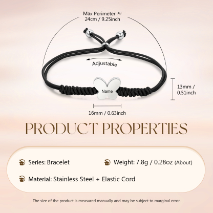 Butterfly Adjustable Bracelet Custom Name Bracelet Gift for Daughter Granddaughter - Your Wings Always Exist, All You Have To Do Is Fly-Jessemade AU