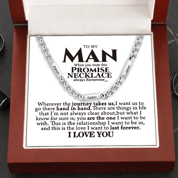 Personalized 3 Names Cuban Link Chain Necklace Stainless Steel Men Necklace