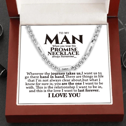 Personalized 3 Names Cuban Link Chain Necklace Stainless Steel Men Necklace
