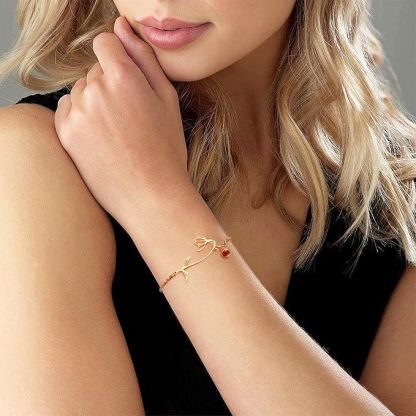 Personalised Birthflower Bracelet With 1 Birthstone Gift For Women-Jessemade AU