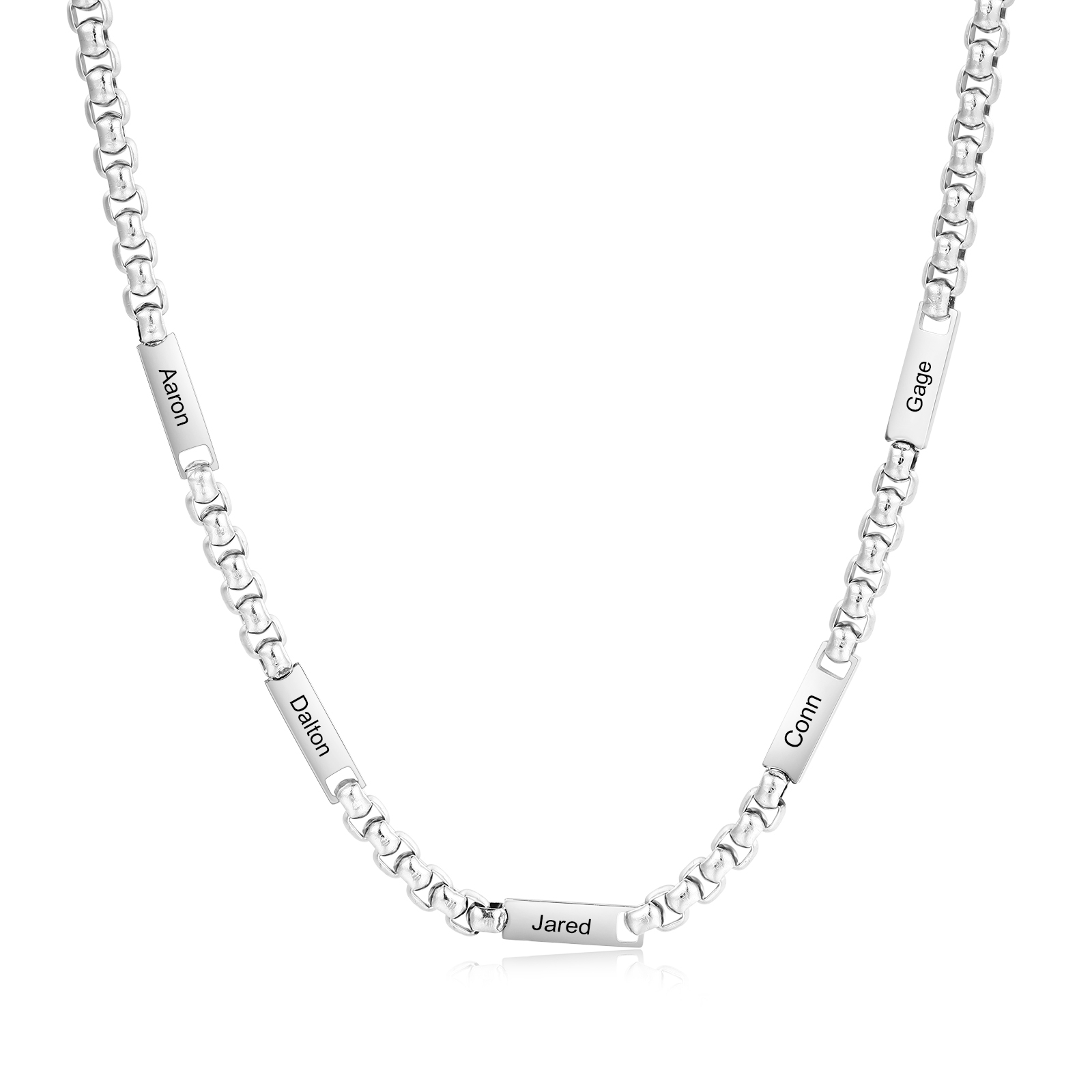 Personalized 5 Names Cuban Link Chain Necklace Stainless Steel Men Nec