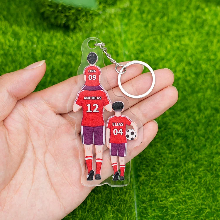 Personalised Soccer Family Hanging Ornament Custom 2–9 Names Football Keychain Acrylic Pendant Father's Day Gifts-Jessemade AU