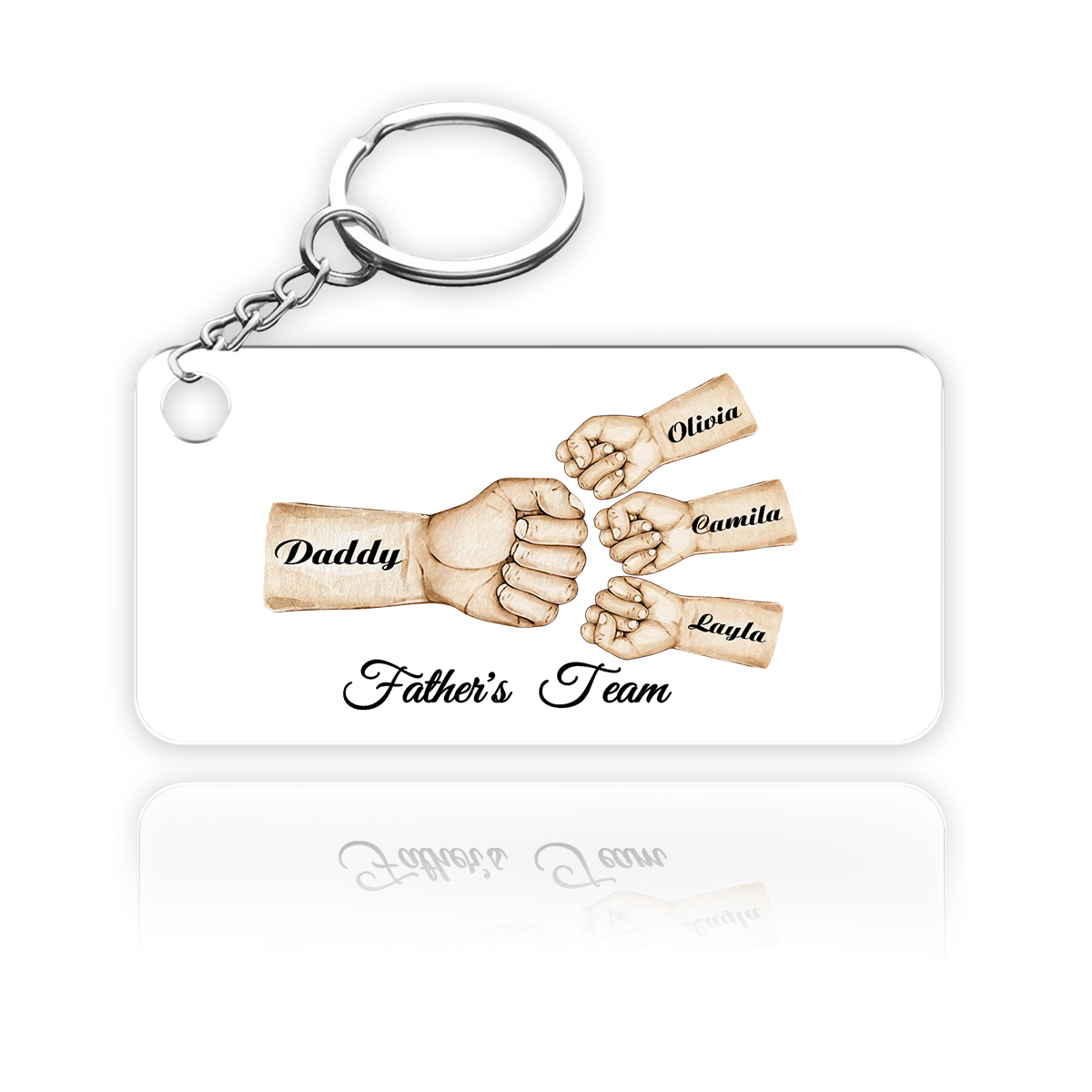 4 Names - Personalised Text & Name Acrylic Keychain Fist Bump Fathers Day Gifts for Dad/Grandpa-Jessemade AU