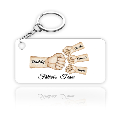 4 Names - Personalised Text & Name Acrylic Keychain Fist Bump Fathers Day Gifts for Dad/Grandpa-Jessemade AU