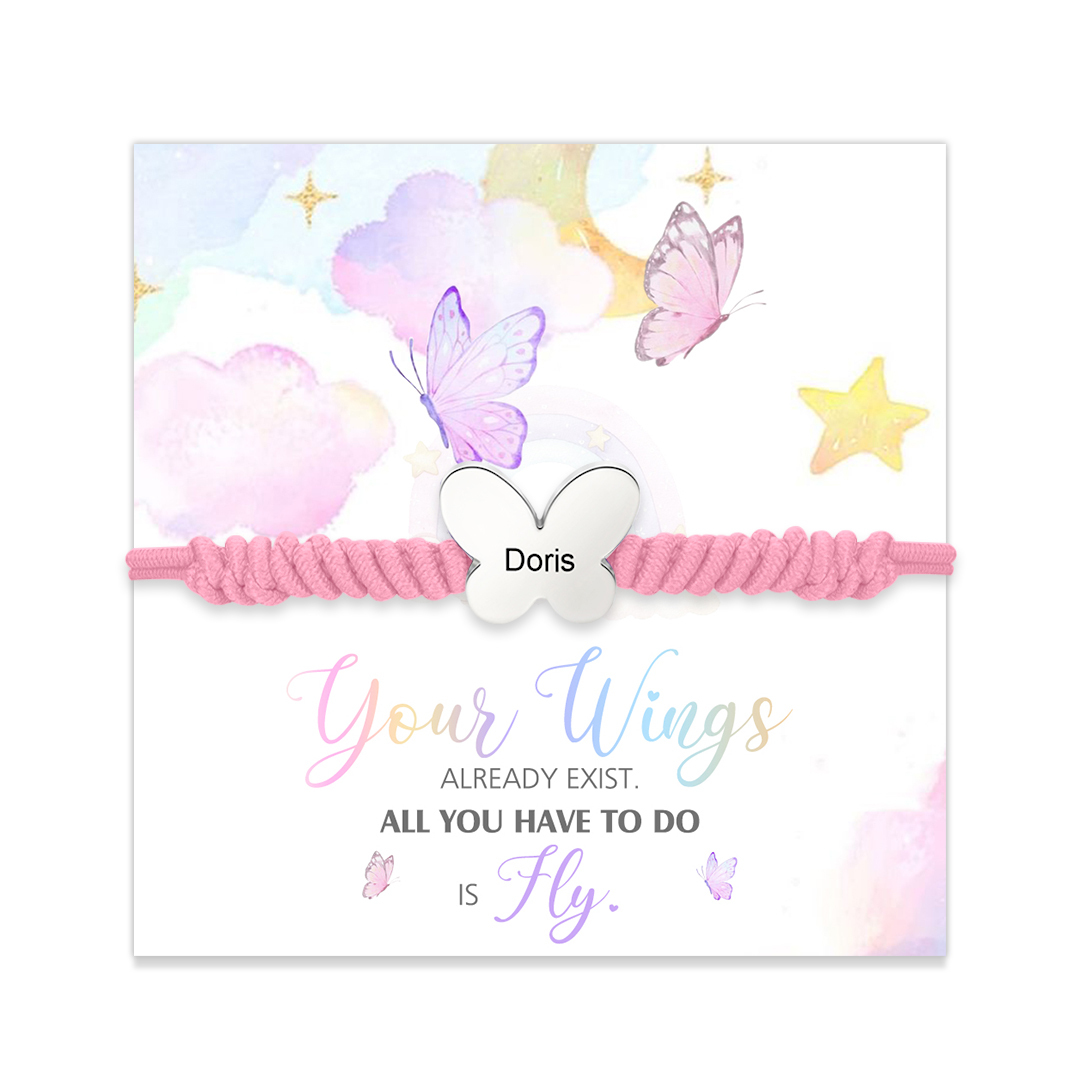 Butterfly Adjustable Bracelet Custom Name Bracelet Gift for Daughter Granddaughter - Your Wings Always Exist, All You Have To Do Is Fly-Jessemade AU