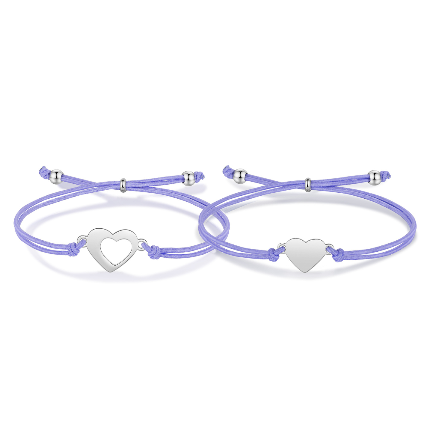 2 Pcs Heart Bracelet Set Custom 2 Names Adjustable Bracelets Back to School Gifts for Daughter Granddaughter-Jessemade AU