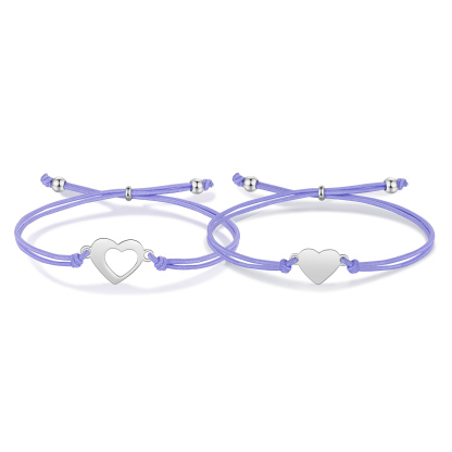 2 Pcs Heart Bracelet Set Custom 2 Names Adjustable Bracelets Back to School Gifts for Daughter Granddaughter-Jessemade AU