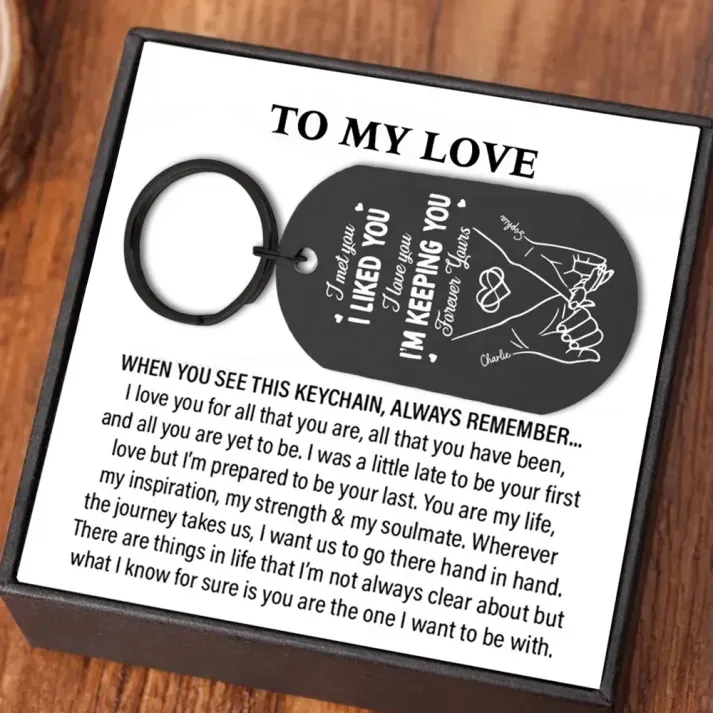 Personalised KeyringCustom Names & Date – “I Met You, I Liked You” Design with Calendar
