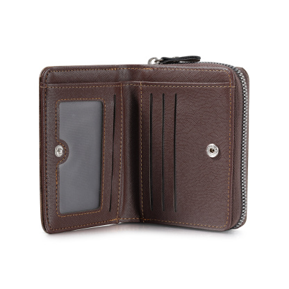 Personalised vintage men's wallet, zipped – photo engraved with name and initials