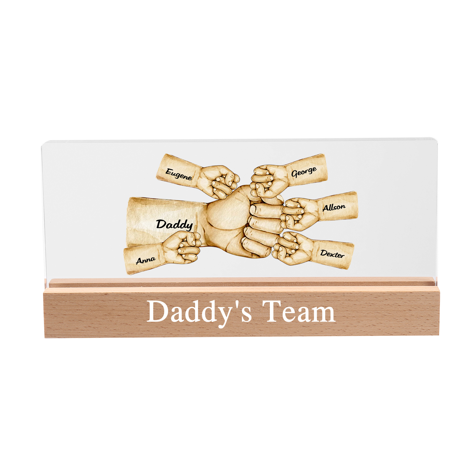 6 Names -  Personalised Name & Text Acrylic Night Light Custom Fist Bump LED Lamp Fathers Day Gifts-Jessemade AU