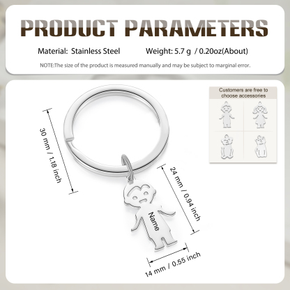 1 Name - Personalised Kid Charm Keychain Pet Charm Keyring Father's Day Gift for Family Friends-Jessemade AU