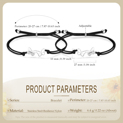 2 Pcs Bracelet Set Custom Letters Butterfly Bracelets Back To School Gift for Girls Kids-Jessemade AU