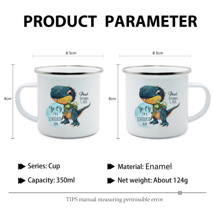 Personalised Date & Name & Dinosaur Pattern Gift Set Custom Enamel Mug & Pencil Case & Bracelets Gift Set Back-to-School Gifts for Kids