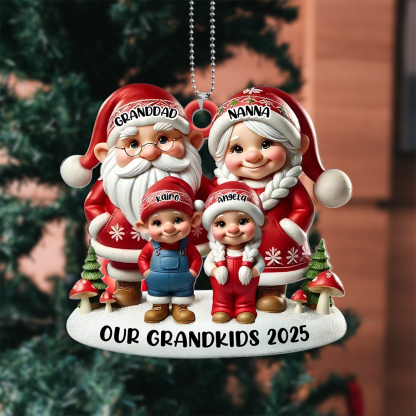 Personalised Family Christmas Tree Decoration - Grandpa Grandma Elf