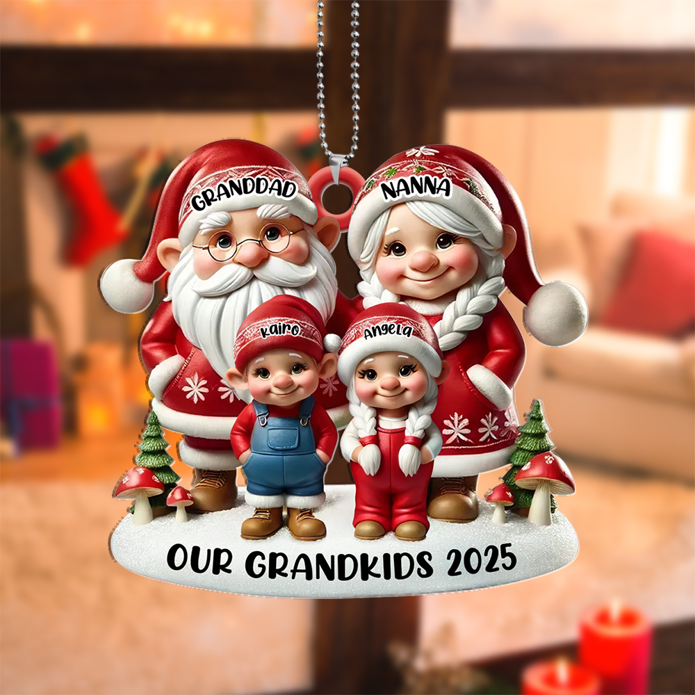 Personalised Family Christmas Tree Decoration - Grandpa Grandma Elf