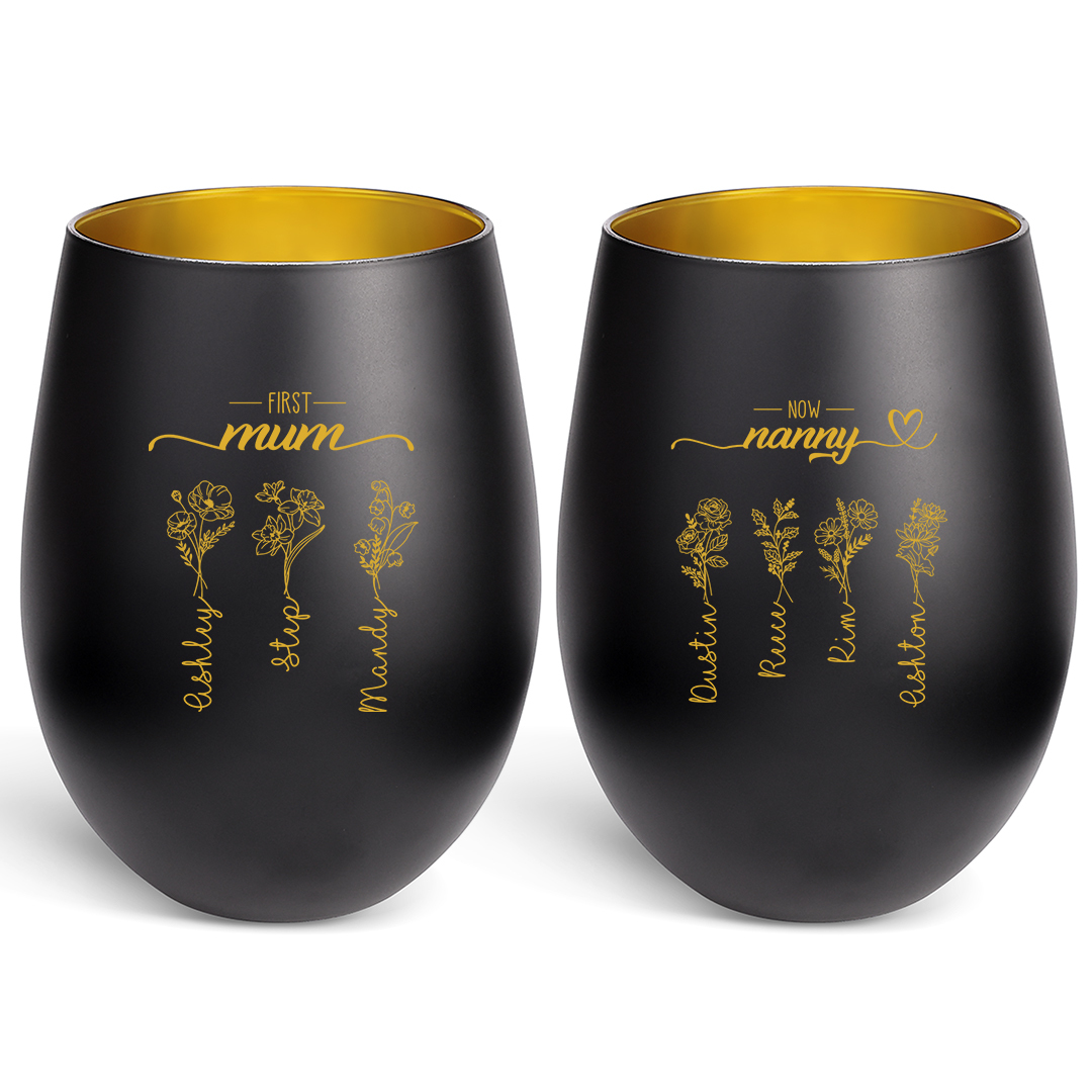 Personalized Glass Candle Holder with 2–10 birth flowers and names for mum/grandma