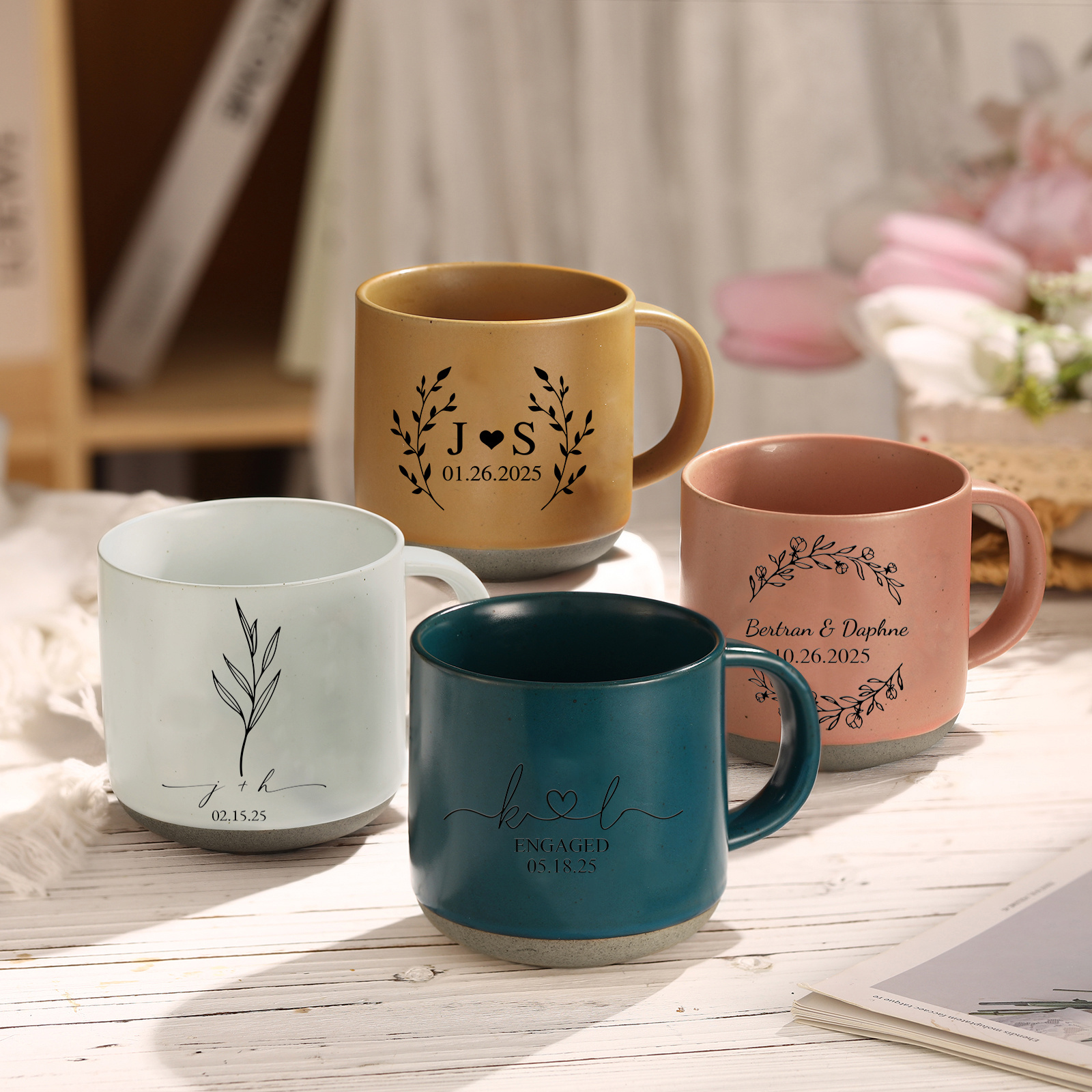Personalised Ceramic Mug Customisable Wedding Cup for Couples Anniversary