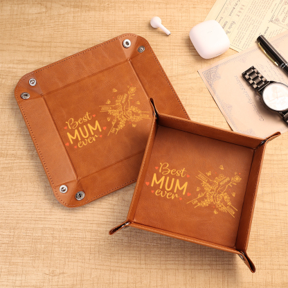 Personalised Leather Valet Tray with 2–7 Names, best Mum ever Mother's day gift
