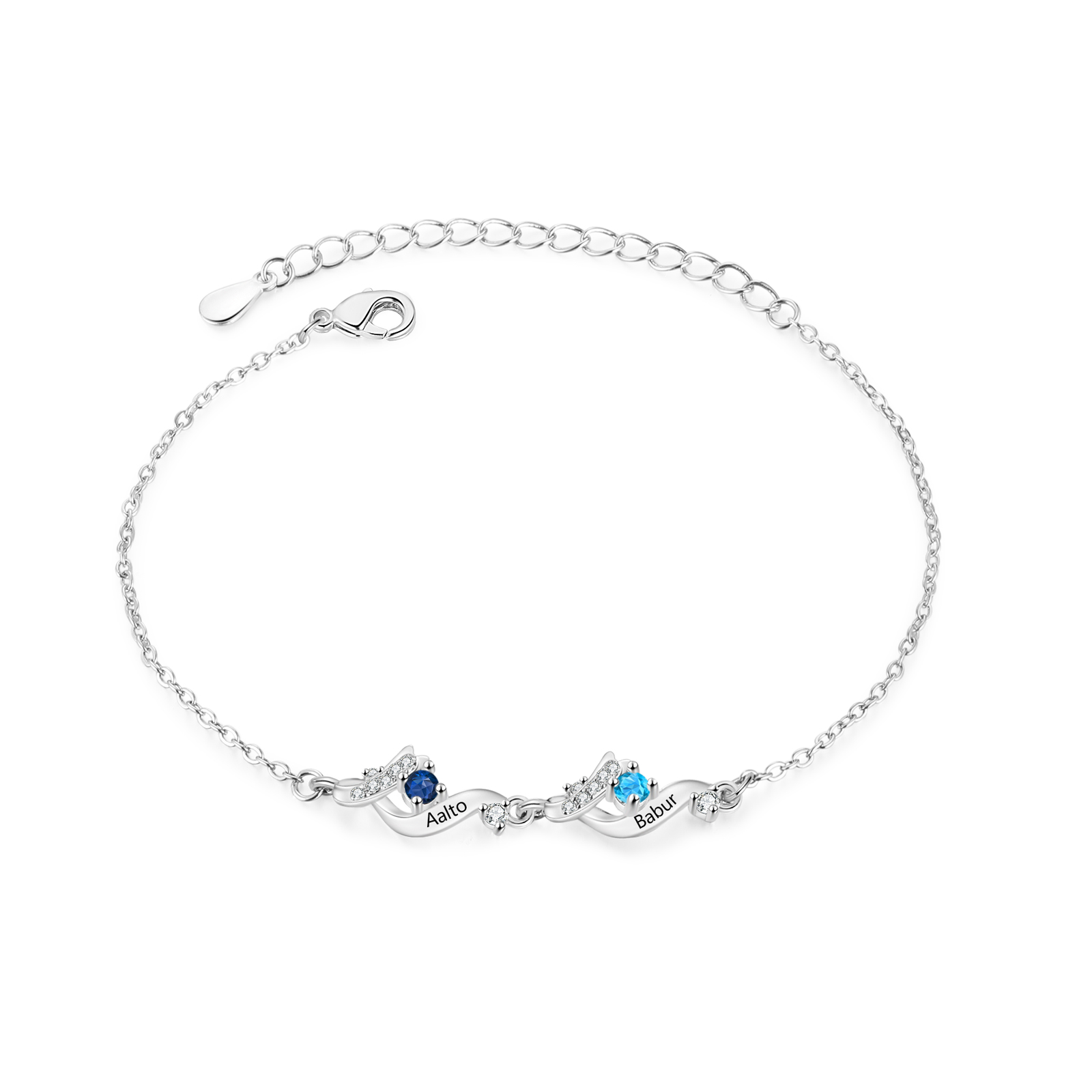 Personalised 2-5 Birthstone Names Bracelet  For Women