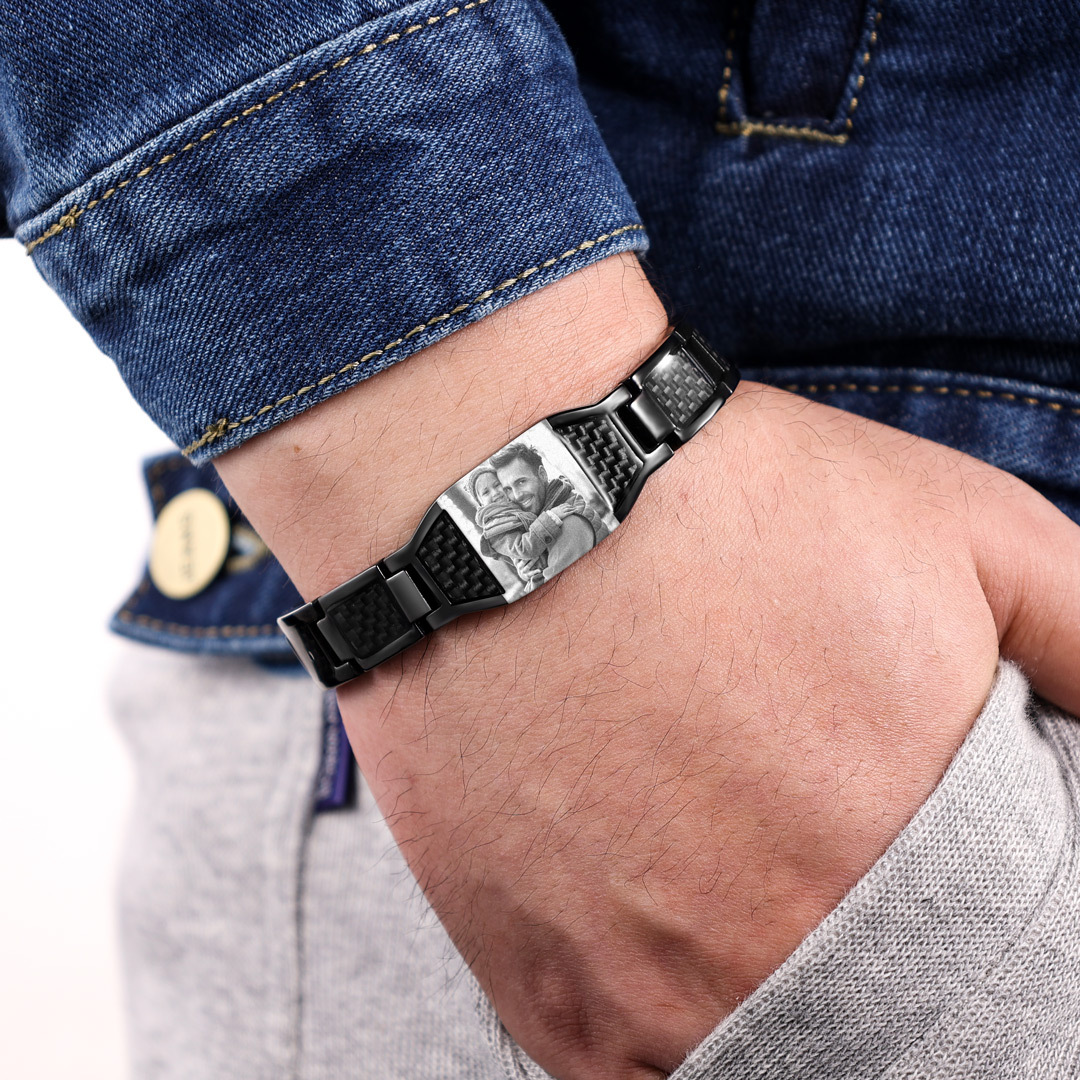 Personalised Men Bracelet Magnetic Custom Photo Bracelet for Him Valentine Gift