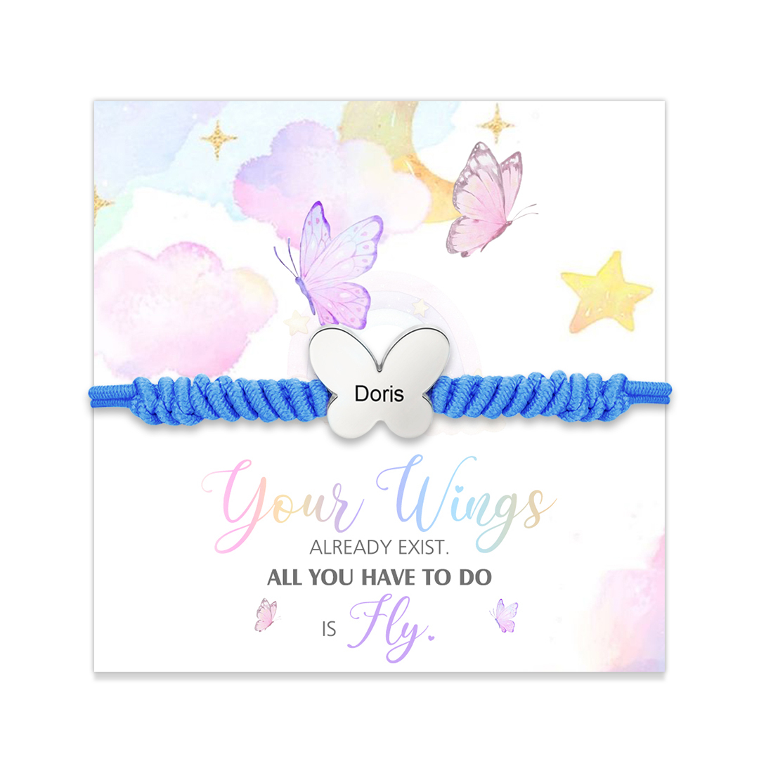 Butterfly Adjustable Bracelet Custom Name Bracelet Gift for Daughter Granddaughter - Your Wings Always Exist, All You Have To Do Is Fly-Jessemade AU