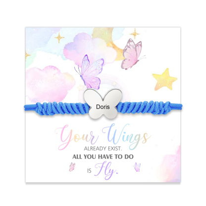 Butterfly Adjustable Bracelet Custom Name Bracelet Gift for Daughter Granddaughter - Your Wings Always Exist, All You Have To Do Is Fly-Jessemade AU