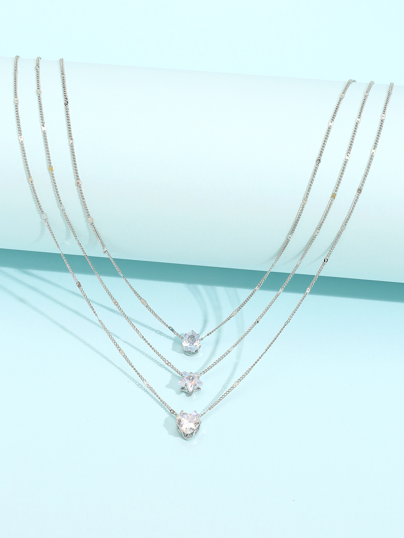 3-Layered Star and Heart Crystal Necklace-Jessemade AU
