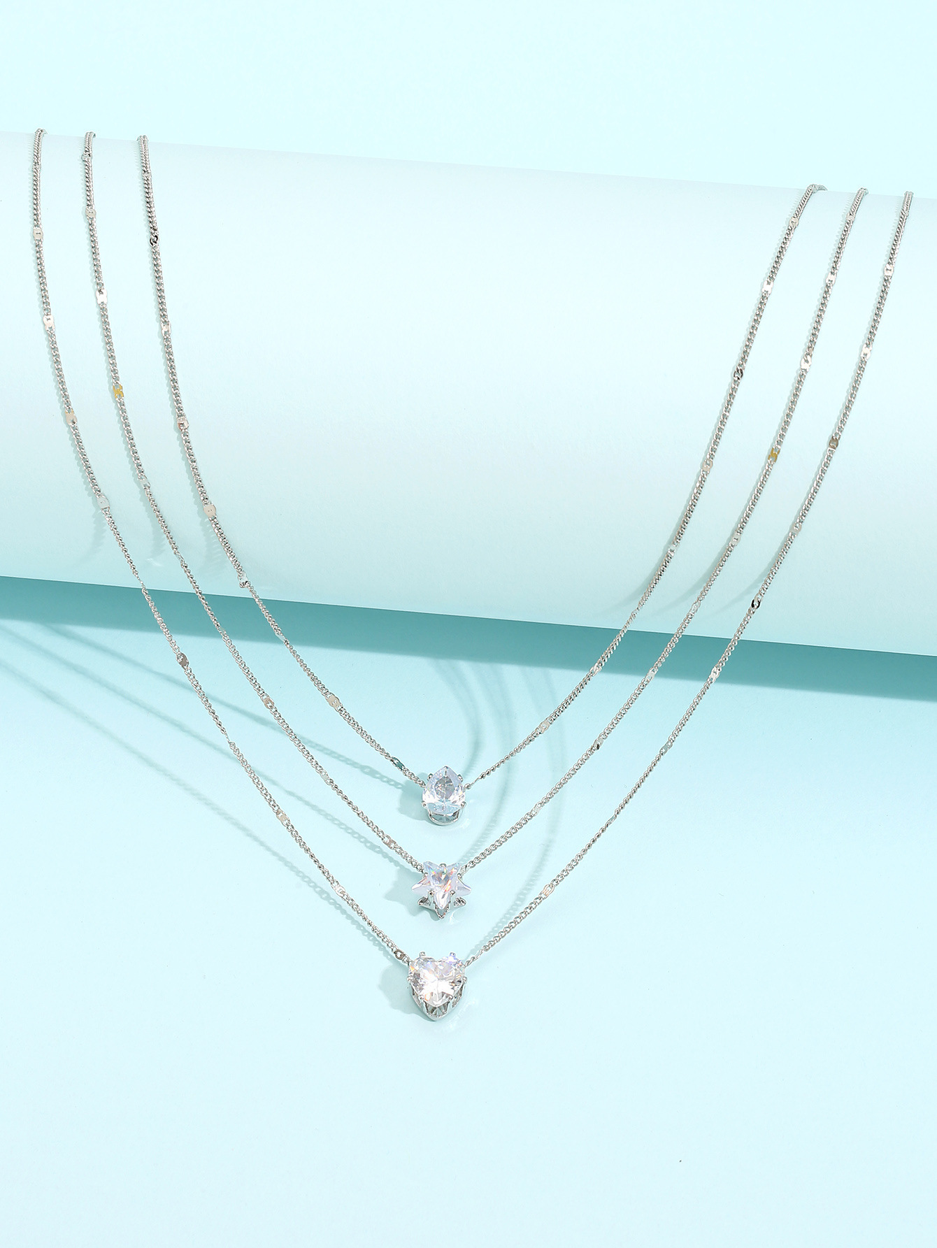 3-Layered Star and Heart Crystal Necklace-Jessemade AU