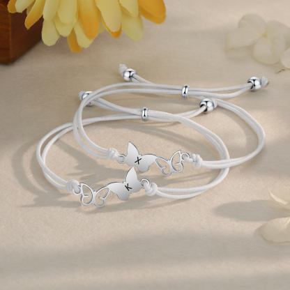 2 Pcs Bracelet Set Custom Letters Butterfly Bracelets Back To School Gift for Girls Kids-Jessemade AU