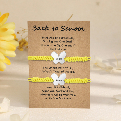 2 Pcs Butterfly Bracelet Set Custom 2 Names Adjustable Bracelets Back to School Gift for Daughter Granddaughter-Jessemade AU