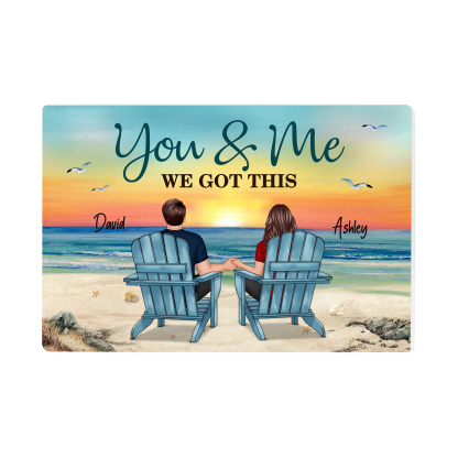 Personalised 2 Names Acrylic Rectangle Keepsake Couple Sitting Beach Acrylic Plaque - You & Me We Got This-Jessemade AU