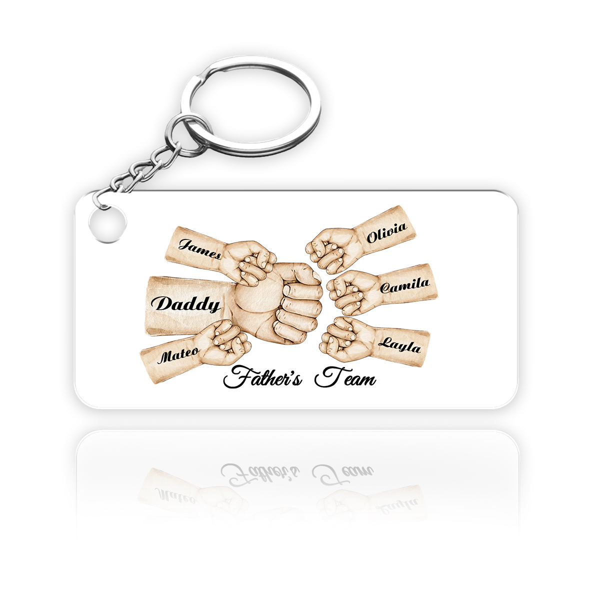 6 Names - Personalised Text & Name Acrylic Keychain Fist Bump Fathers Day Gifts for Dad/Grandpa-Jessemade AU