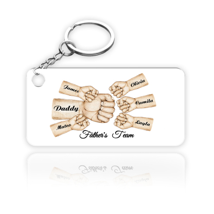 6 Names - Personalised Text & Name Acrylic Keychain Fist Bump Fathers Day Gifts for Dad/Grandpa-Jessemade AU