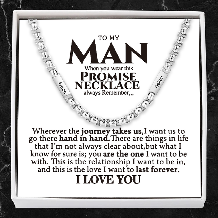 Personalized 2 Names Cuban Link Chain Necklace Stainless Steel Men Necklace