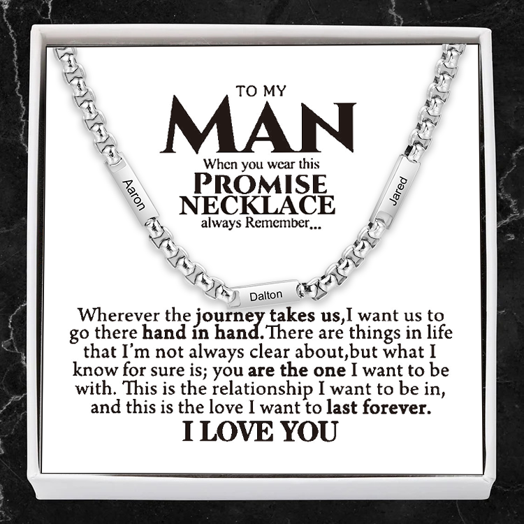 Personalized 3 Names Cuban Link Chain Necklace Stainless Steel Men Necklace