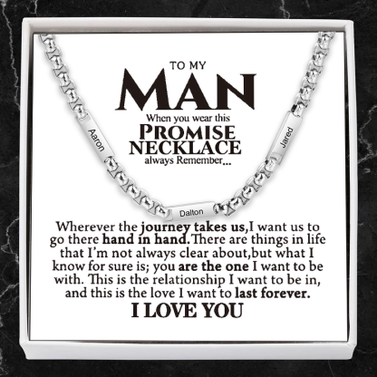 Personalized 3 Names Cuban Link Chain Necklace Stainless Steel Men Necklace