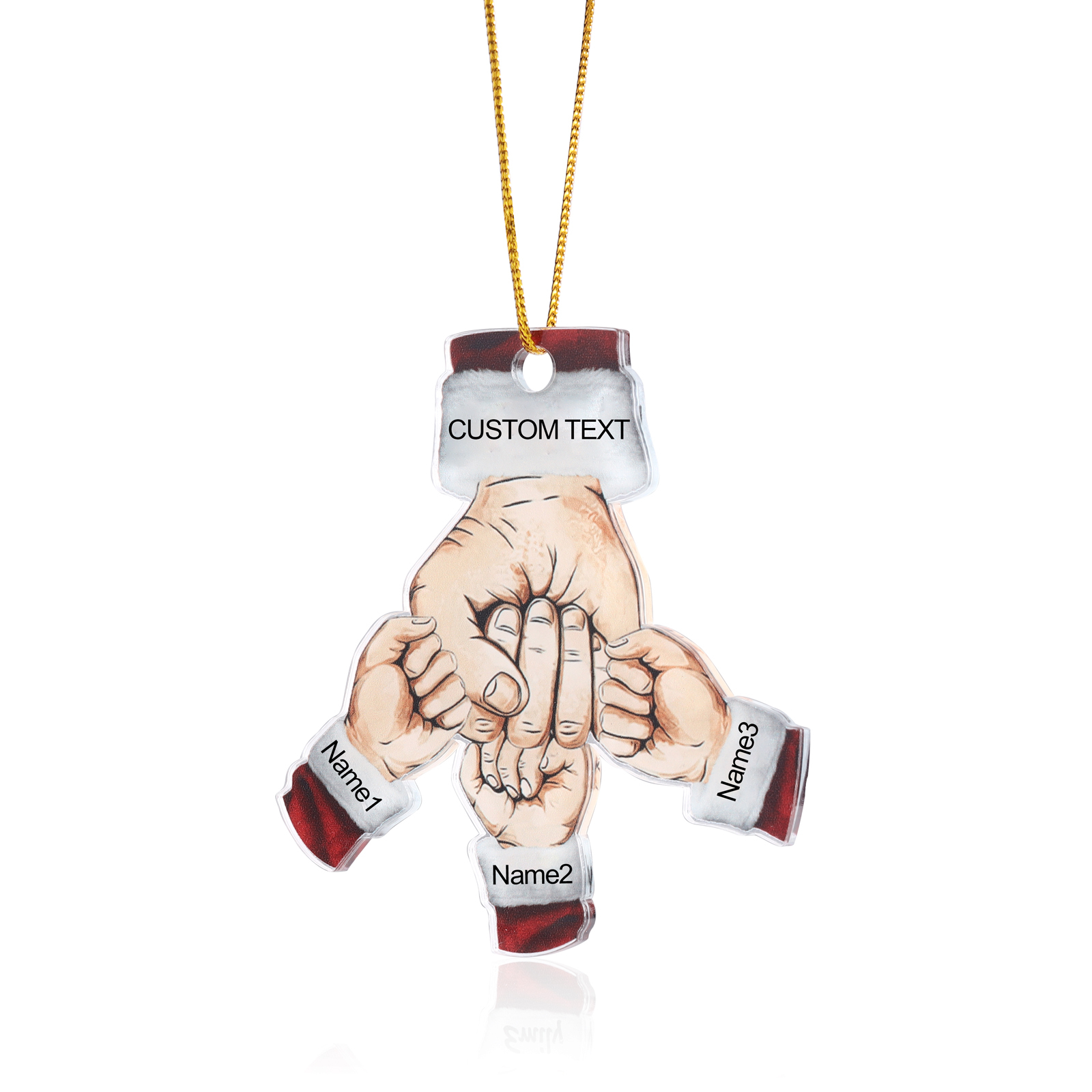 Acrylic Fist Bump Keychain Custom 3 Names & 1 Text Hanging Ornaments Personalised Christmas Keyring for Dad/Grandpa-Jessemade AU