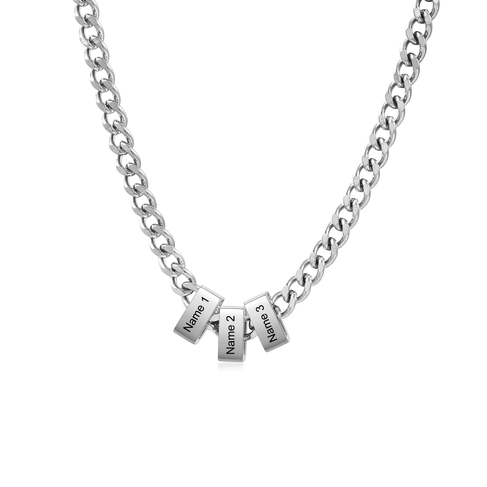 Personalised Cuban Link Chain Necklace for Men with 1 to 6 Names