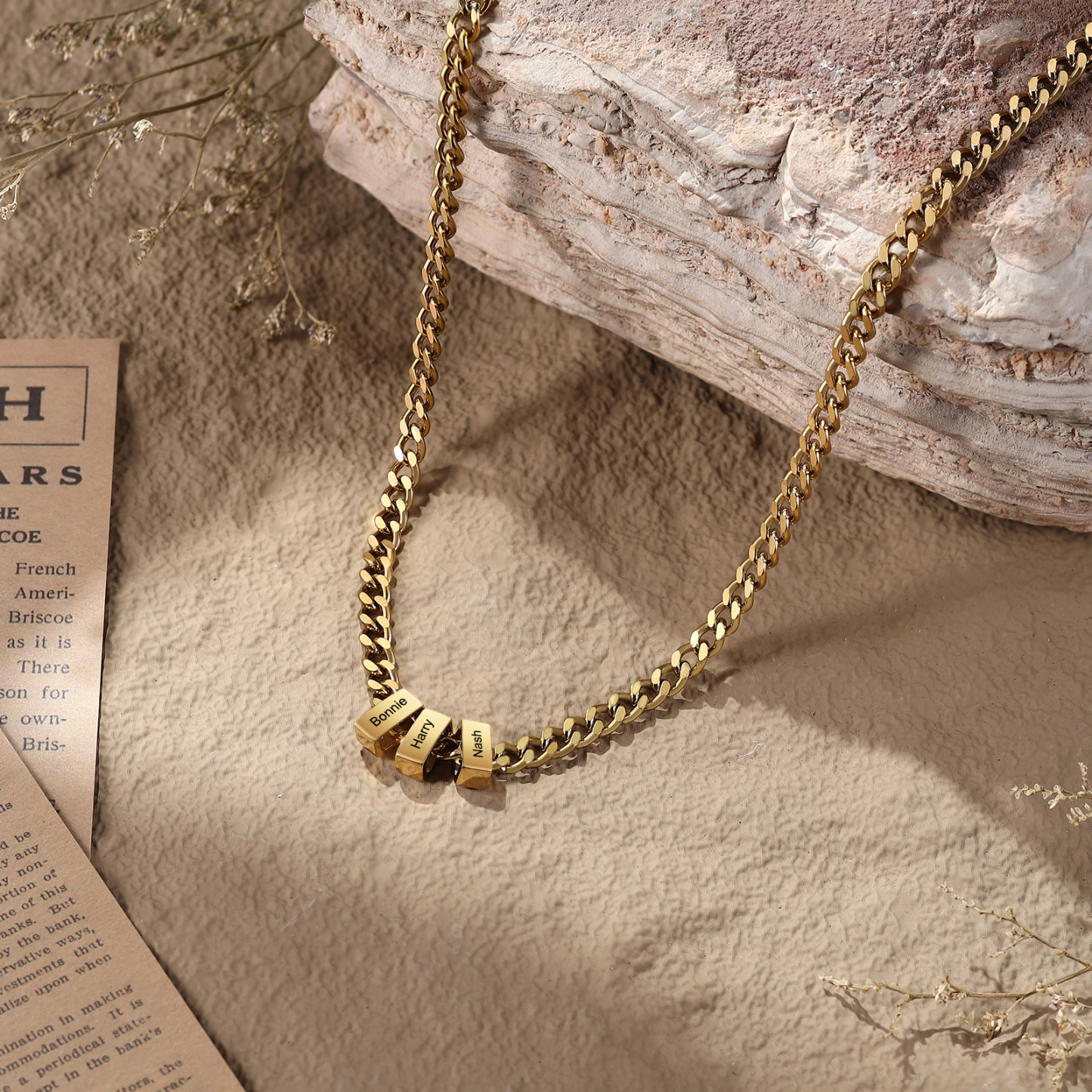 Personalised Cuban Link Chain Necklace for Men with 1 to 6 Names