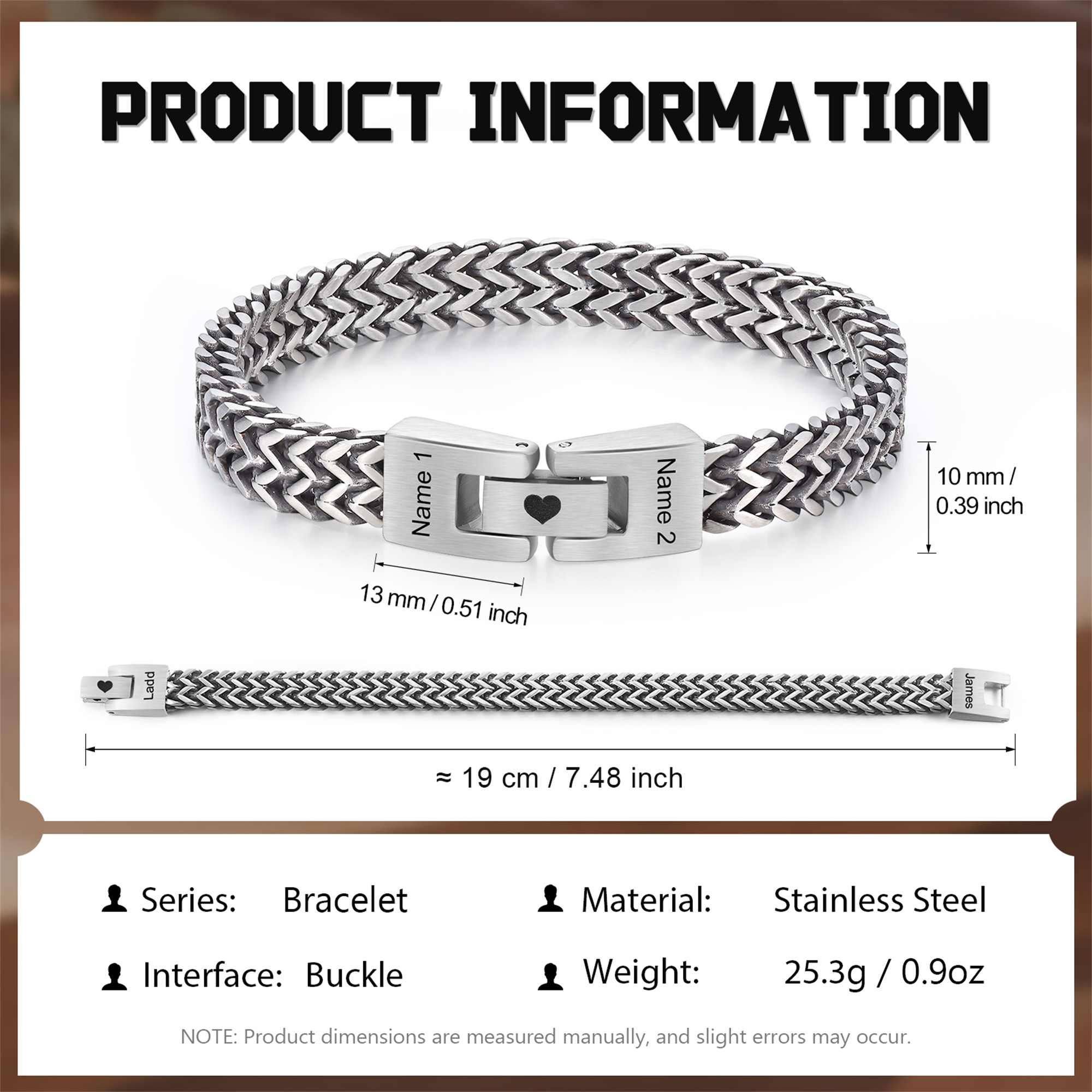 Personalised Men's Stainless Steel Cuban Link Bracelet with Name