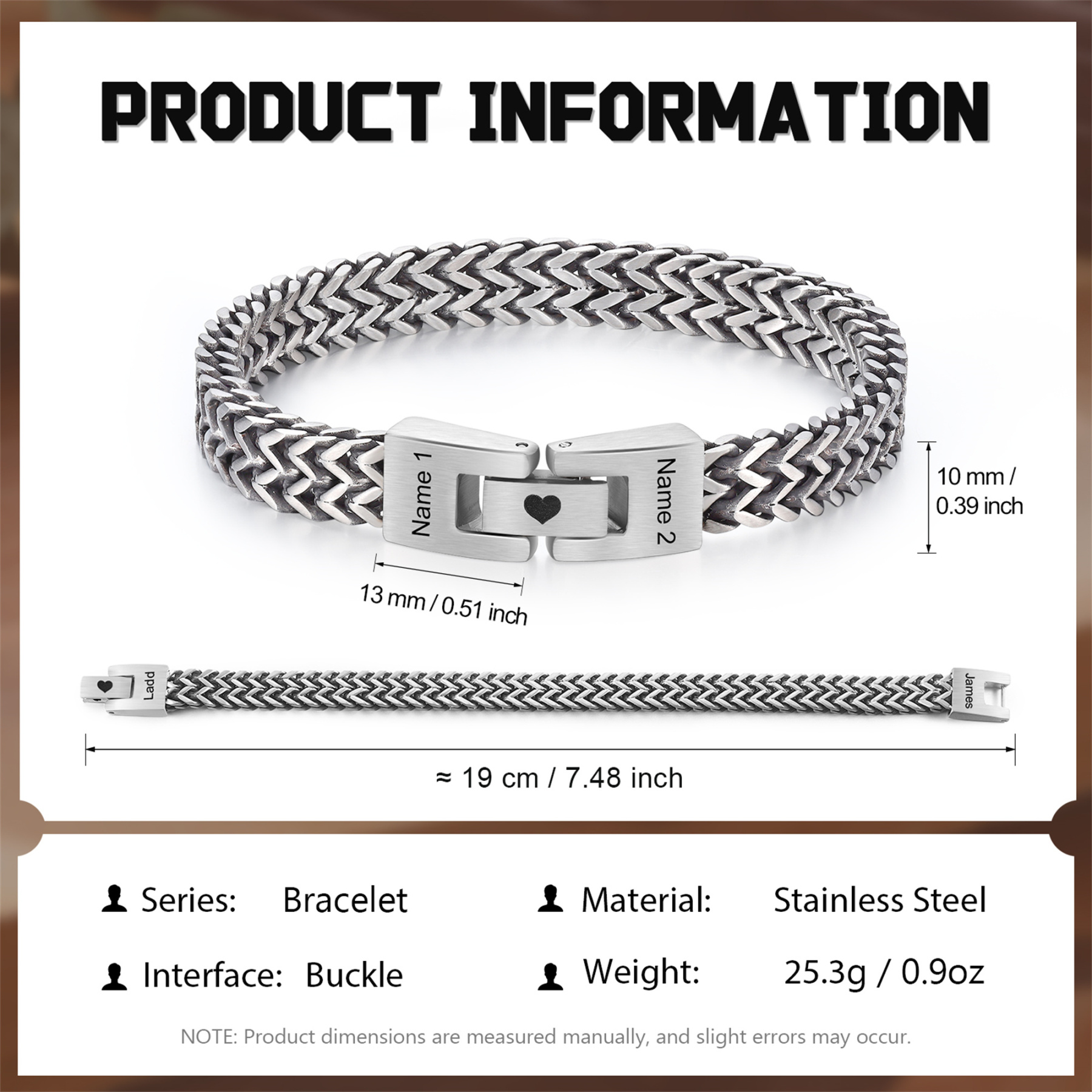 Personalised Men's Stainless Steel Cuban Link Bracelet with Name
