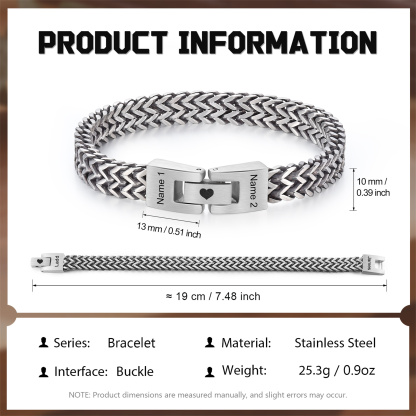Personalised Men's Stainless Steel Cuban Link Bracelet with Name