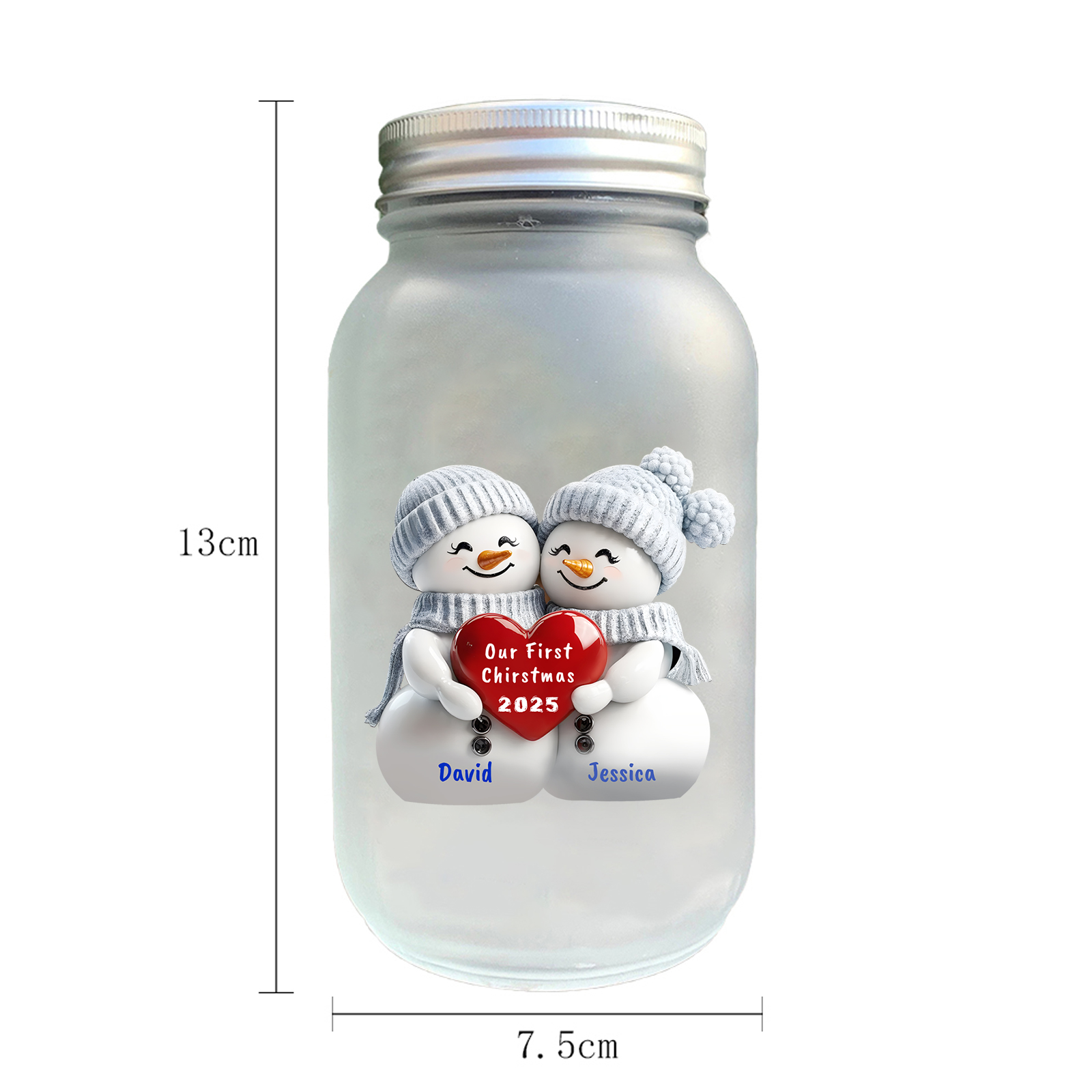 Personalised Snowman First Christmas Solar Mason Jar Light