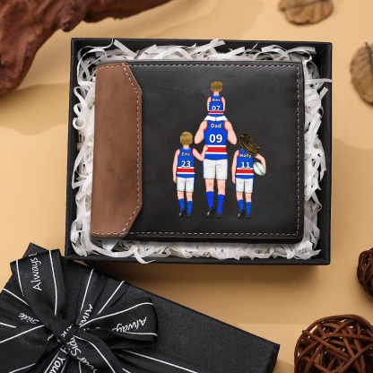  Personalised 2–9 Names Billfold Wallet Australian Rules Football Family Wallet Gift for Dad Grandpa-Jessemade AU