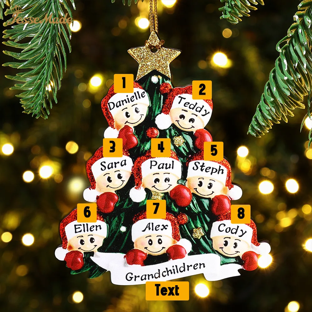 Personalised Family Christmas Ornament Custom 2-8 Names Hanging Ornament Gifts For Family