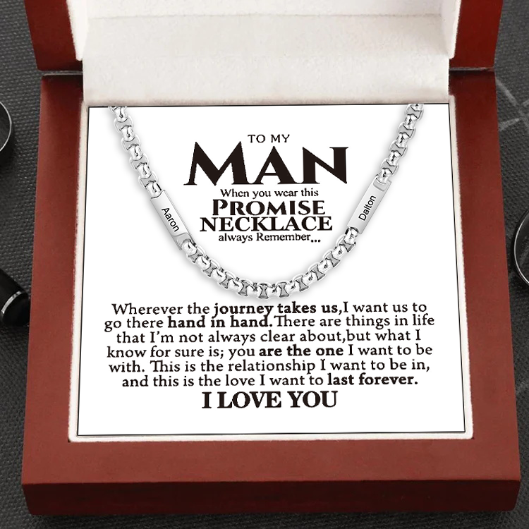 Personalized 2 Names Cuban Link Chain Necklace Stainless Steel Men Necklace