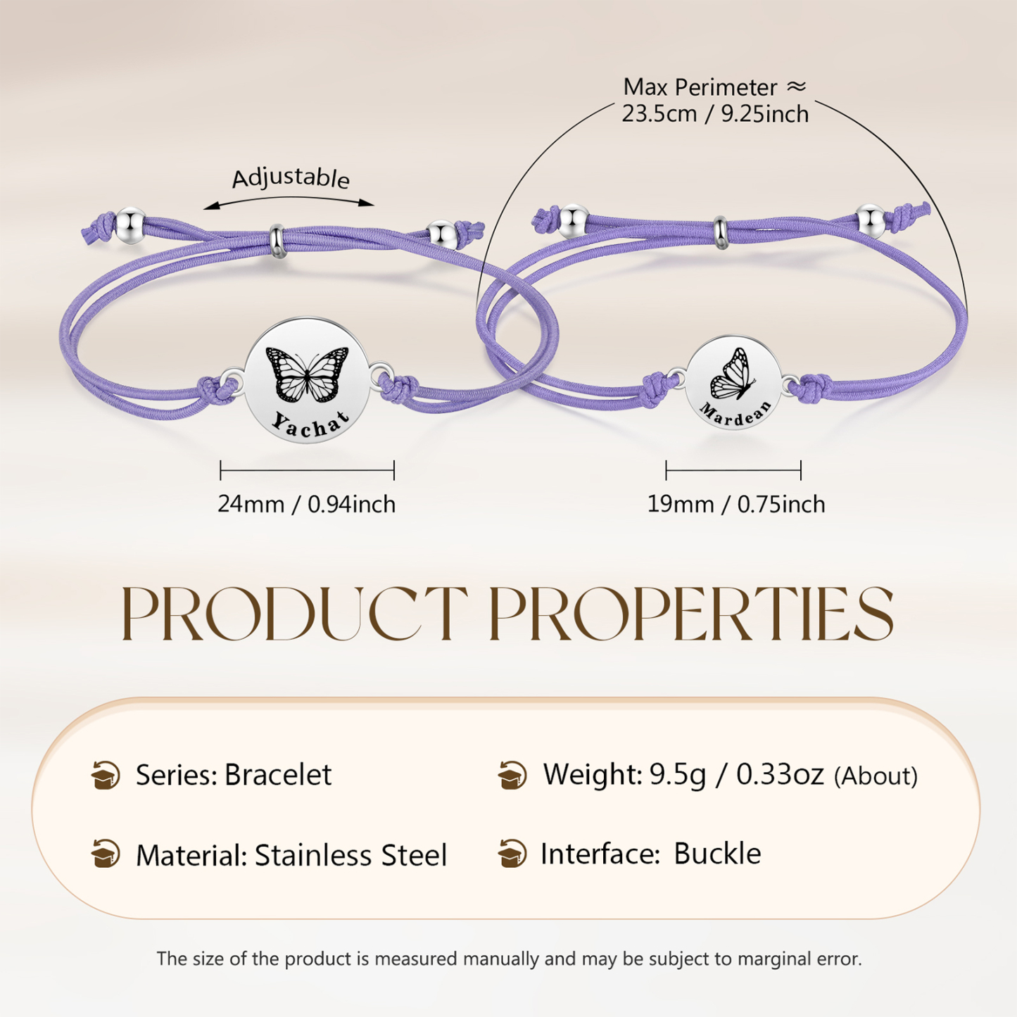 2 Pcs Bracelet Set Custom Names Butterfly Bracelets Back To School Gift for Daughter Granddaughter-Jessemade AU