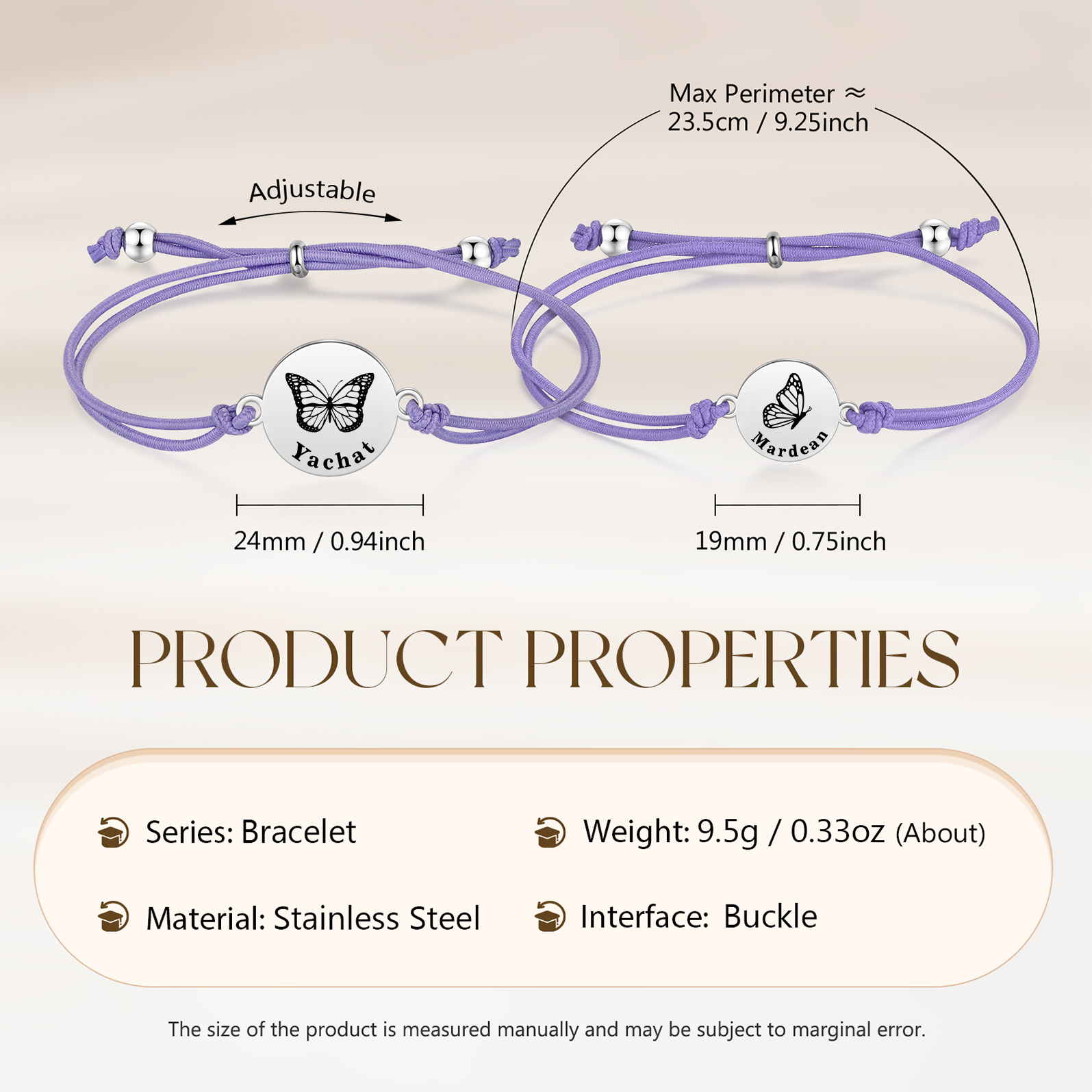 2 Pcs Bracelet Set Custom Names Butterfly Bracelets Back To School Gift for Daughter Granddaughter-Jessemade AU