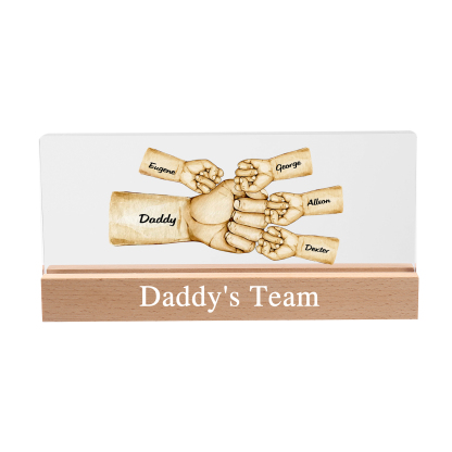 5 Names -  Personalised Name & Text Acrylic Night Light Custom Fist Bump LED Lamp Fathers Day Gifts-Jessemade AU