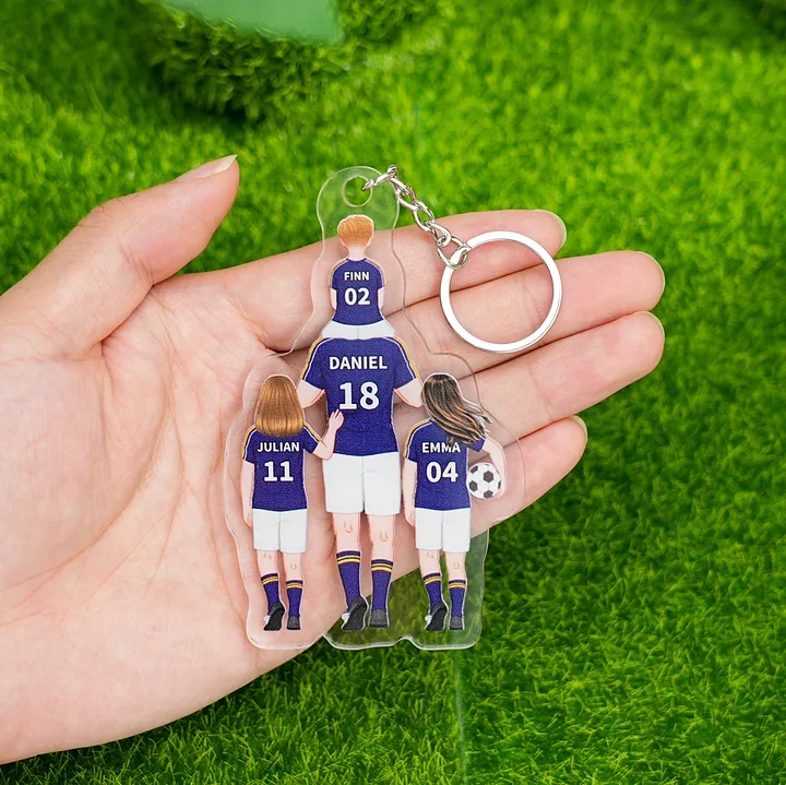 Personalised Soccer Family Hanging Ornament Custom 2–9 Names Football Keychain Acrylic Pendant Father's Day Gifts-Jessemade AU